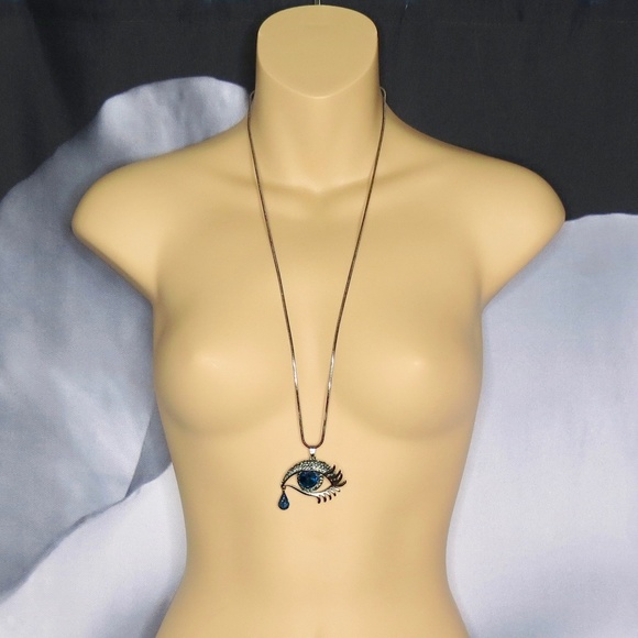 Crystal Eye Tear Drop Necklace - Picture 3 of 3